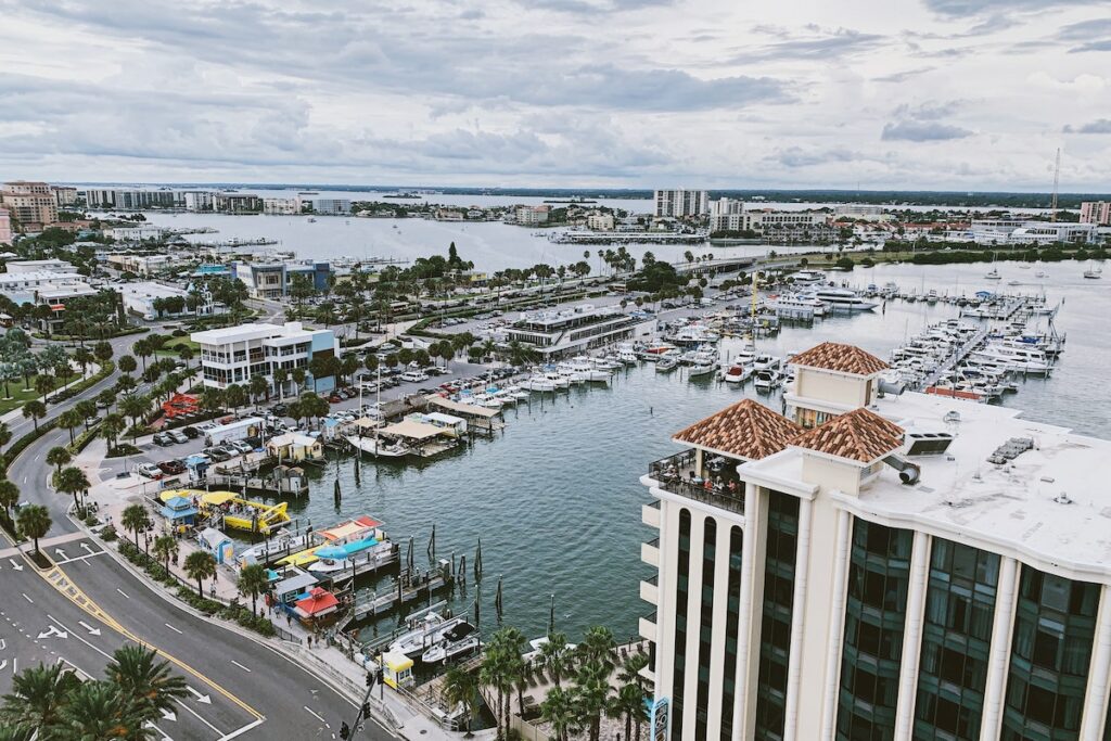 Aerial View of the Harbour and Pier House 60 Hotel in Clearwater, Florida, United States